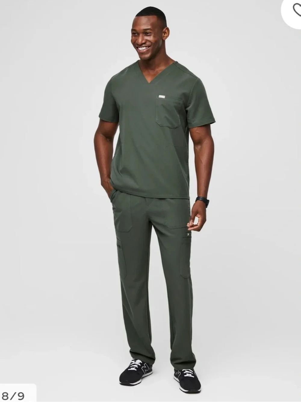 NWT FIGS Mens Scrub Set Chisec Top and Tansen Jogger Pants XL Moss Green